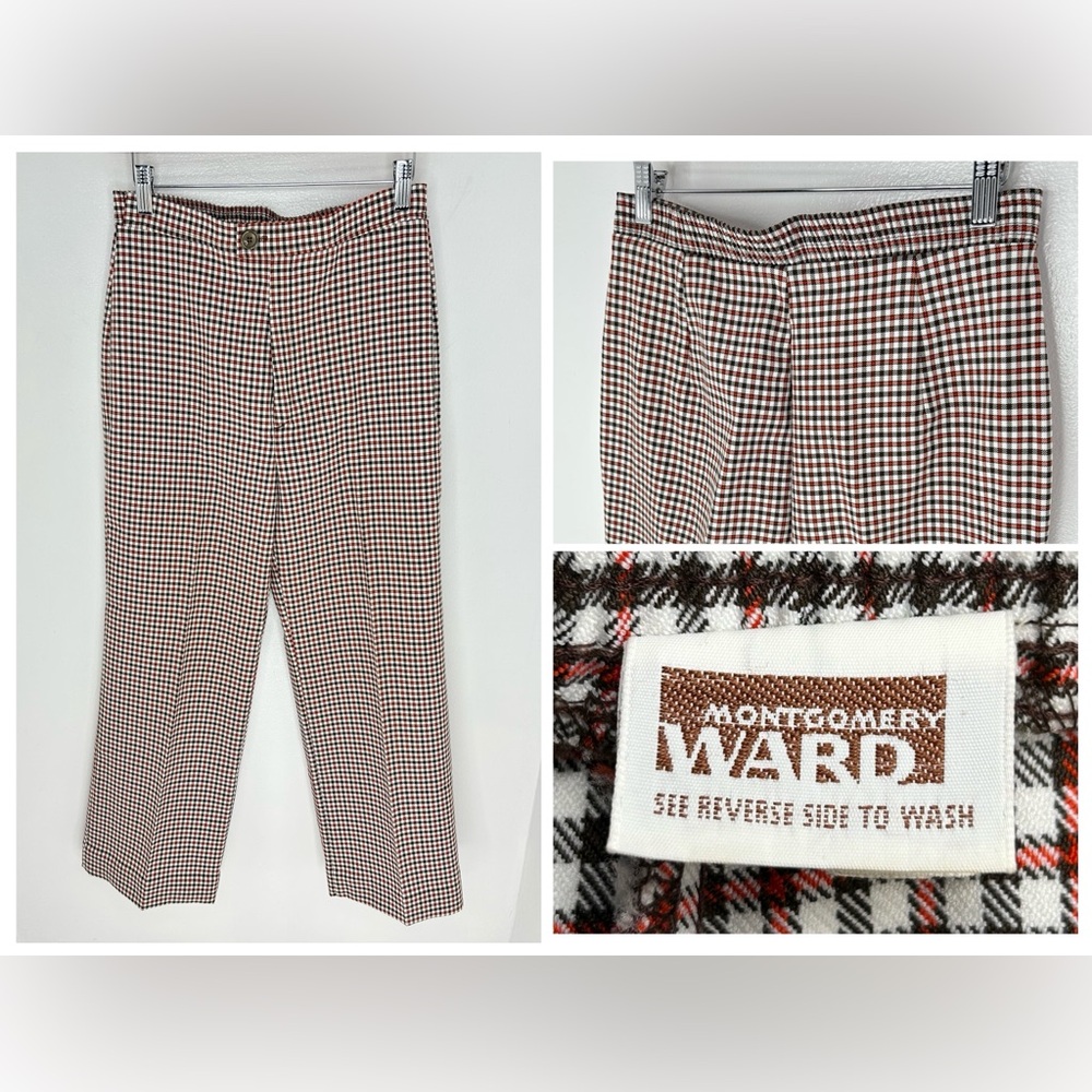 Montgomery Ward Vintage 80’s Pants Size 12 Plaid‎ Wide Leg Retro 27x27